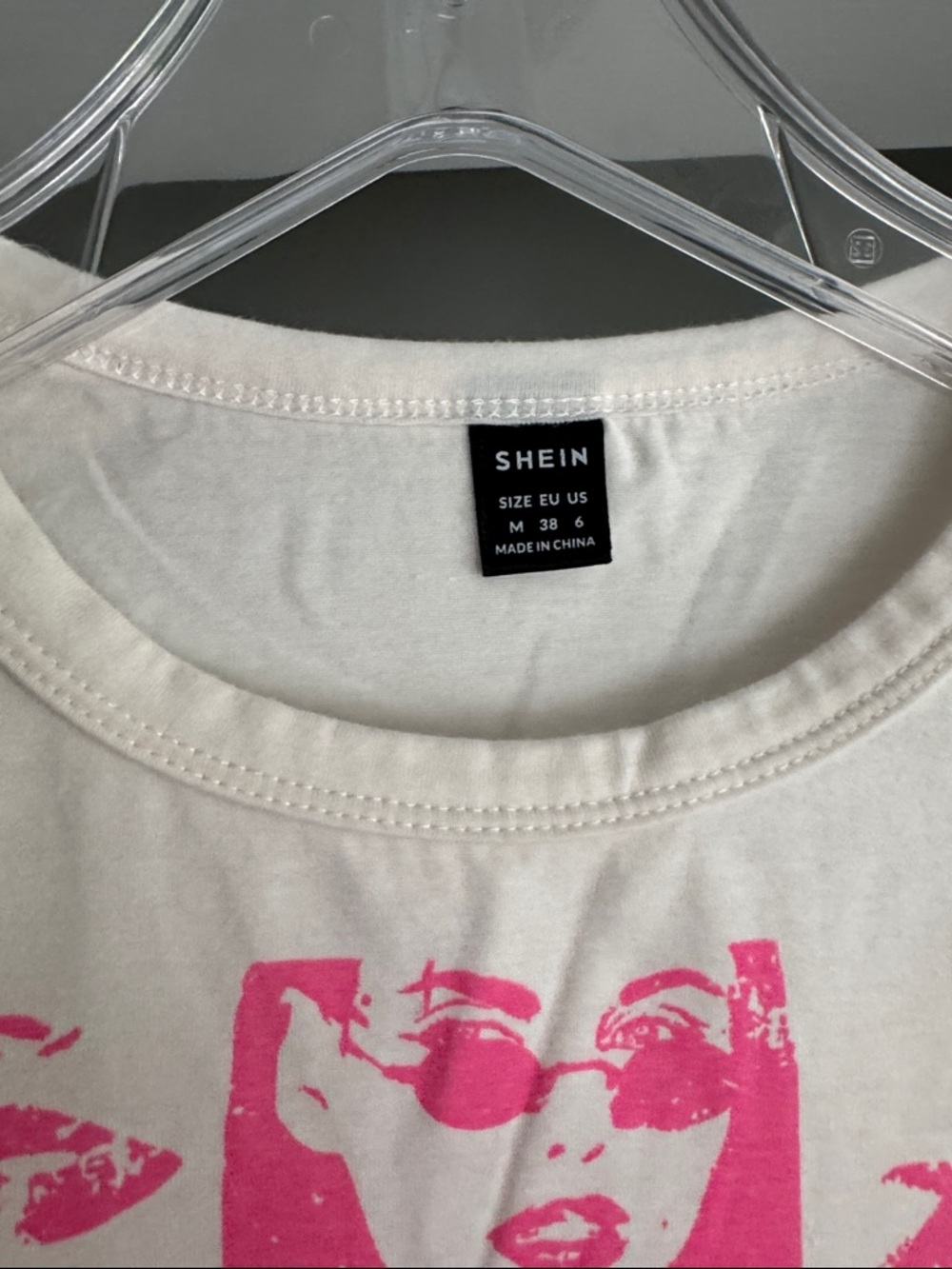 Graphic Crop Tee - Pink Print Women’s Top - Picture 4 of 5